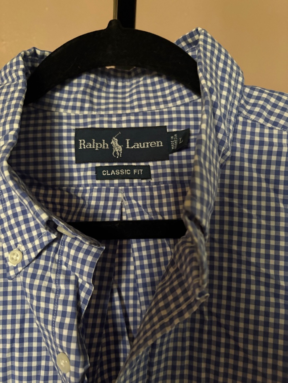 Ralph Lauren Blue and White Gingham Button-Down Shirt - Picture 2 of 3
